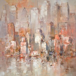 Pale Skyline by Wilfred - Original Painting on Box Canvas sized 39x39 inches. Available from Whitewall Galleries